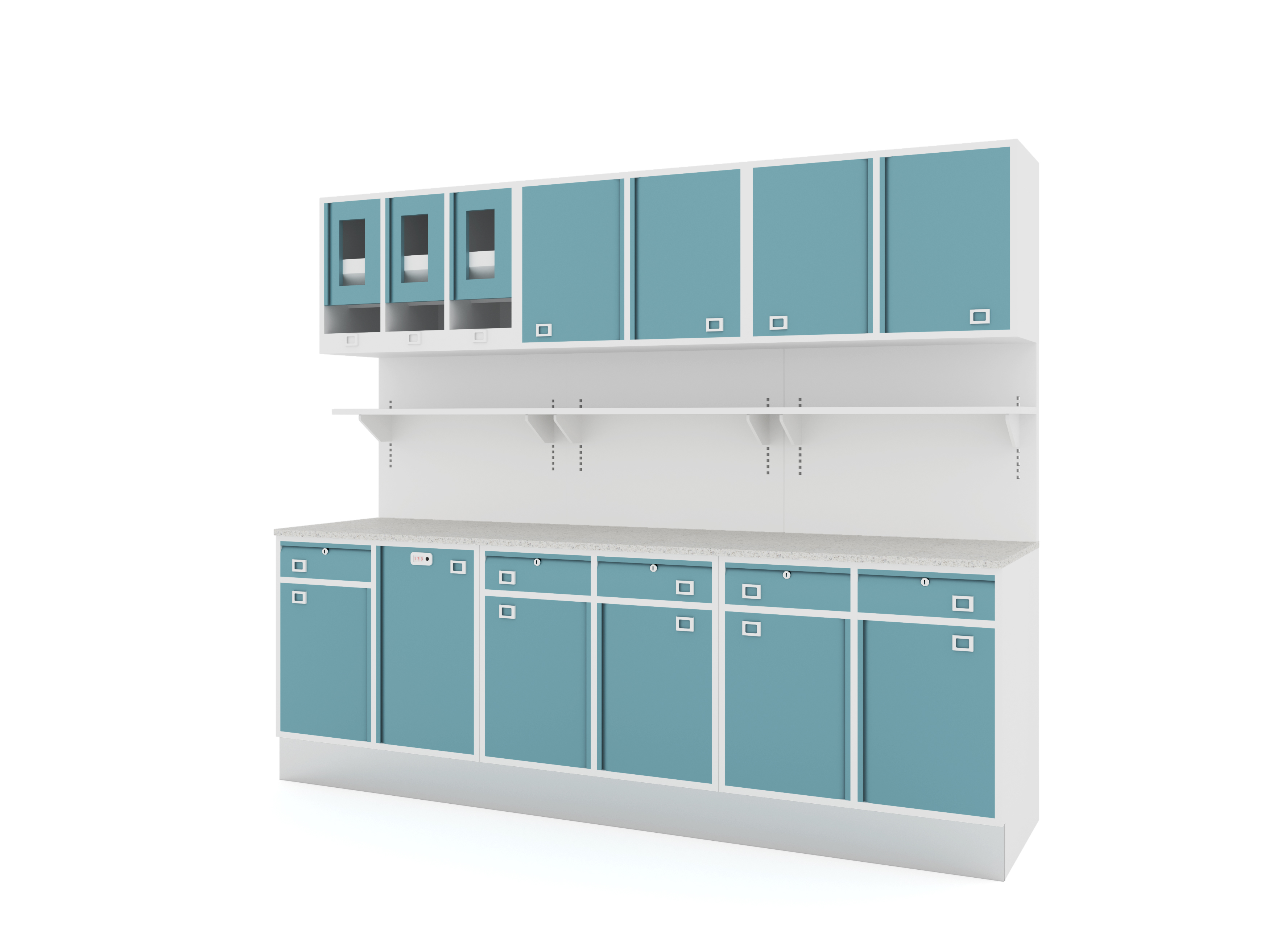 Blue Aluminum Garage Cabinet System
