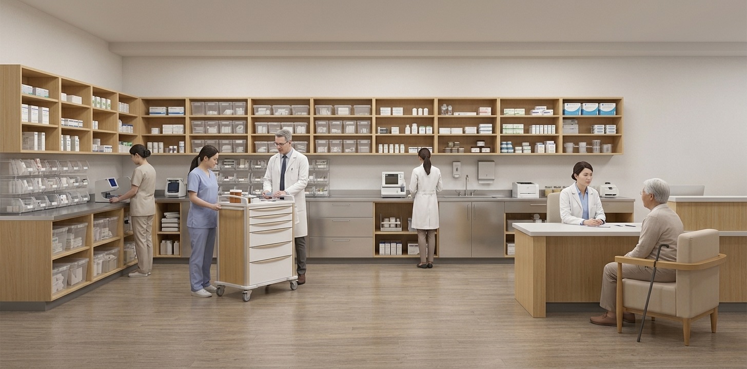 Large-scale central pharmacy and pharmaceutical management hub elderly care armchair