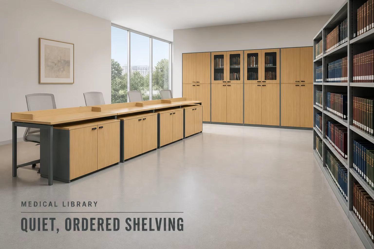 solid and open modules in one wood grain finish metal frame cabinet storage