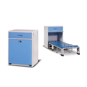 2-in-1 Hospital Metal Cabinet Retractable Folding Accompany Bed Escort Bed 