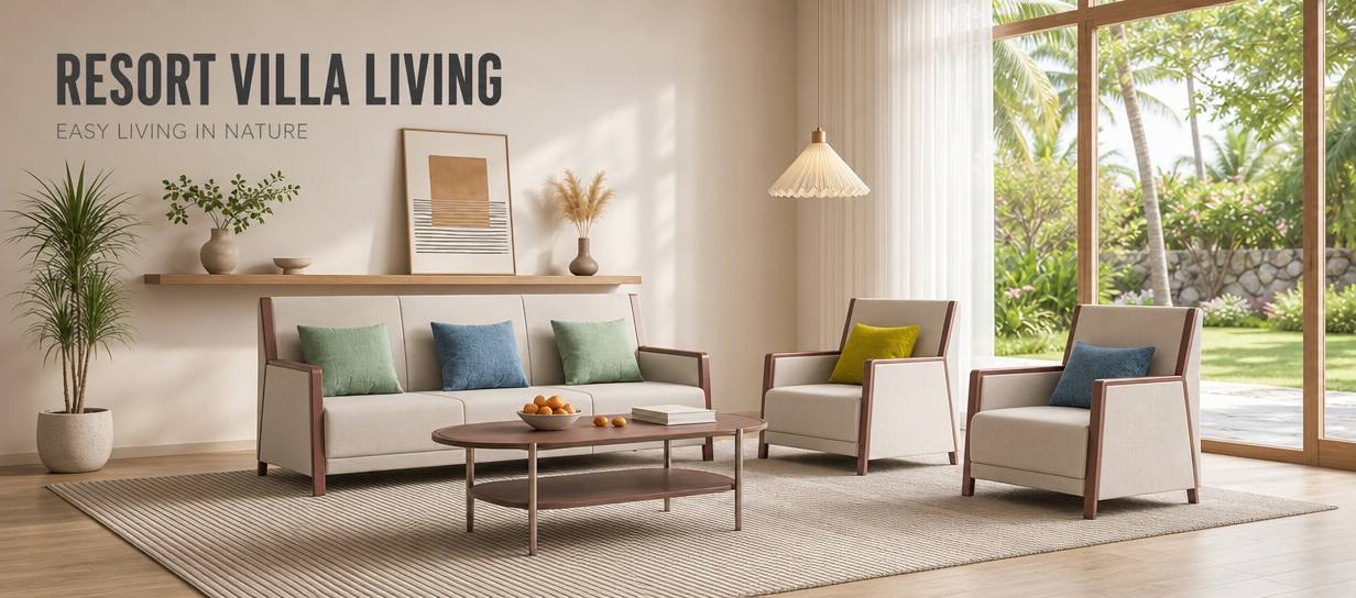 Enjoy a Relaxing Lifestyle Surrounded by Nature Vacation Villa Living Room Furniture