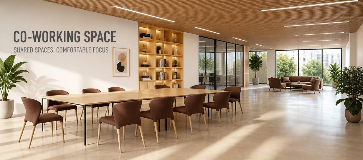CO-WORKING SPACE SHARED SPACES, COMFORTABLE FOCUS Co-working spaces