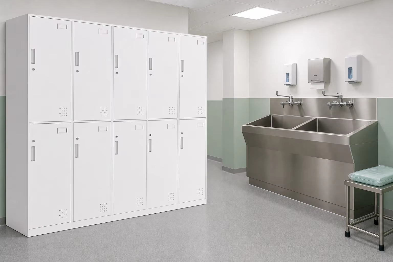 two door steel locker for hospital uniform storage steel locker for hospital Operating theatre