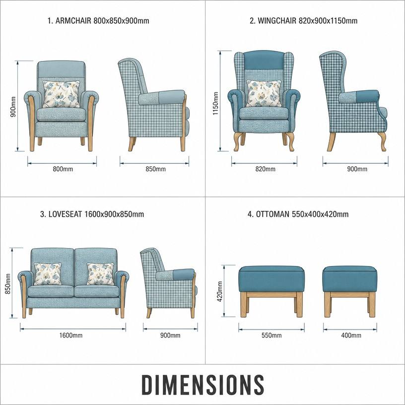 Matching furniture dimensions Dimensions