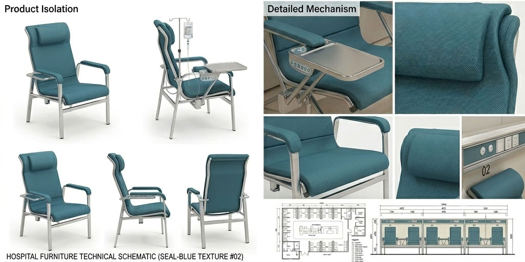 Detailed Layout Diagram of Hospital Infusion Chairs Hospital Infusion Chair