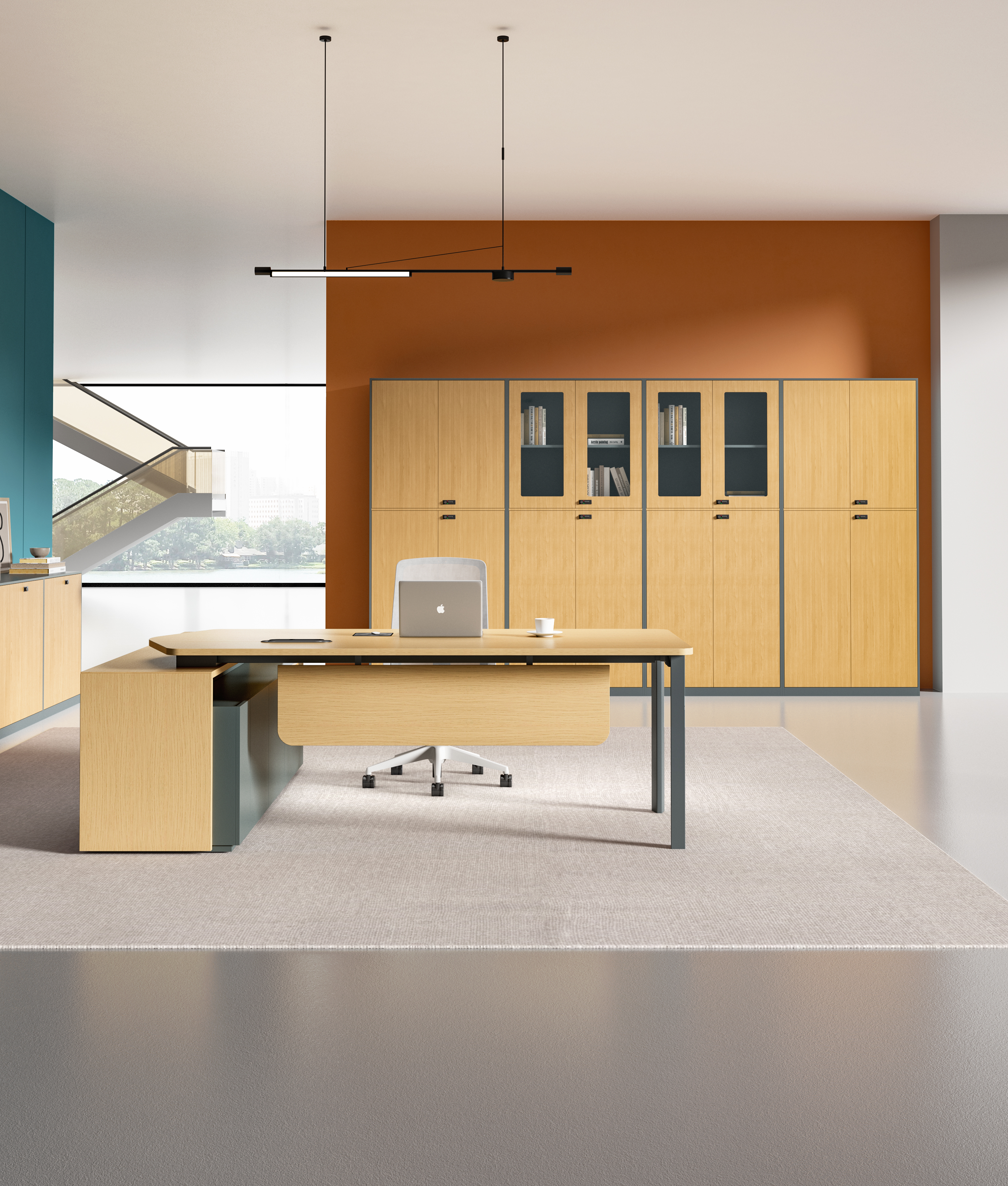 wood grain metal storage cabinet series with glass doors Wood office cabinet