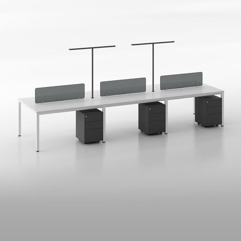 6-Person Office Cubicle Desk Modular Workstation with Filing Cabinets with Wheels