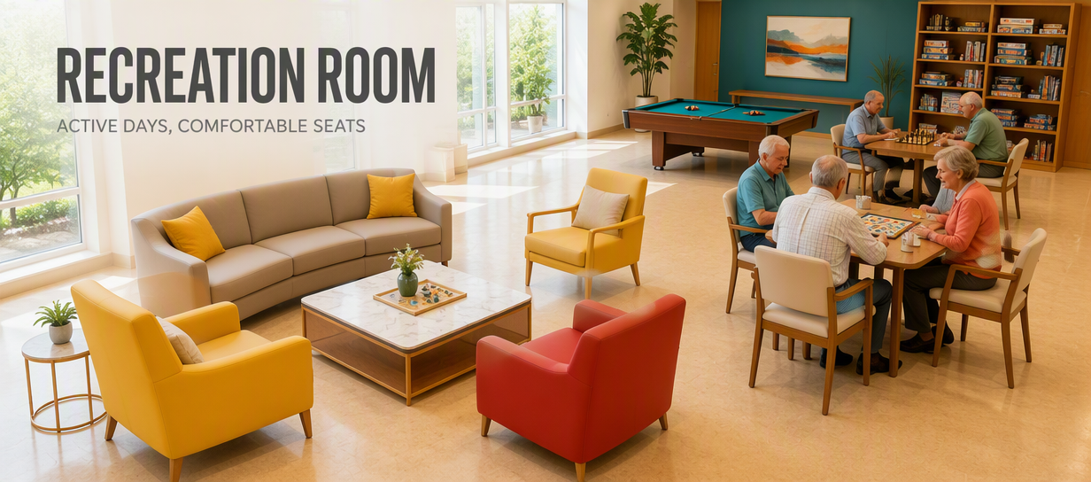 RECREATION ROOM ACTIVE DAYS, COMFORTABLE SEATS