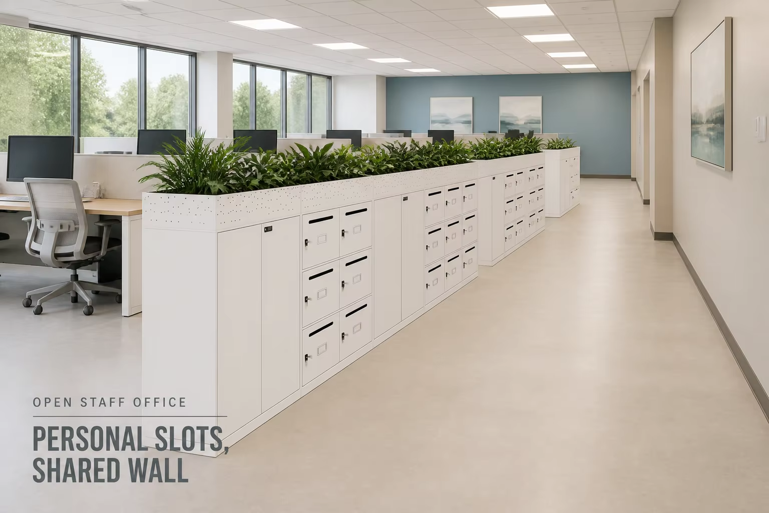 desk-side mail cabinet combination with slots metal cabinet