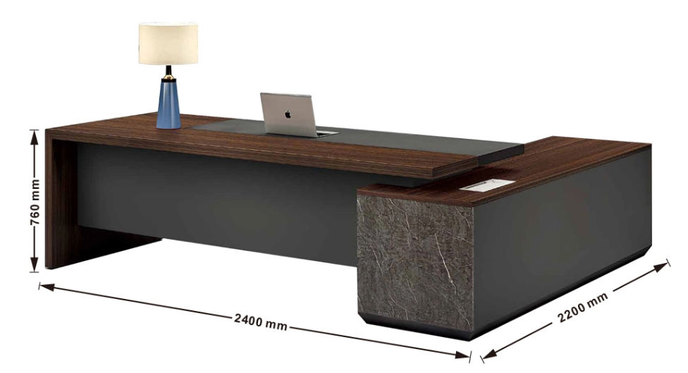 Contemporary L-shaped Executive Wood Desk with Drawers