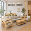  Zen Minimalist Solid Wood Lounge Sofa Set for Senior Living Receptions