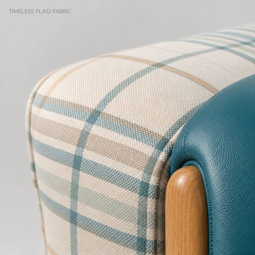  Plaid Lounge Armchair and Loveseat Set for Healthcare Senior Living Care Home Lobby and Visiting Rooms