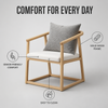  Senior Living Furniture Set with Japanese Style Solid Wood Curved Armrest Chairs for Healthcare Reception