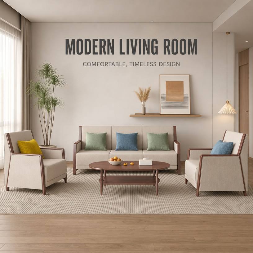 Cream Fabric Hospital Waiting Room Lounge Sofa Set for Senior Living Healthcare Reception