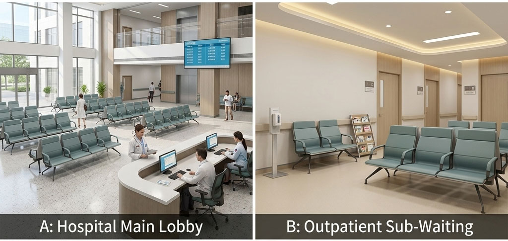 Outpatient Sub-Waiting Chair Hospital Main Lobby Furnitue
