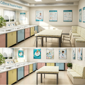 Integrated Hospital Baby Washing Room Furniture Set - Seamless Neonatal Bathing Stations & Medical Infant Care Tables