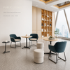 Round Seating Group for Office Atriums — Arc Sofa, Quilted Tables, Shell Chairs