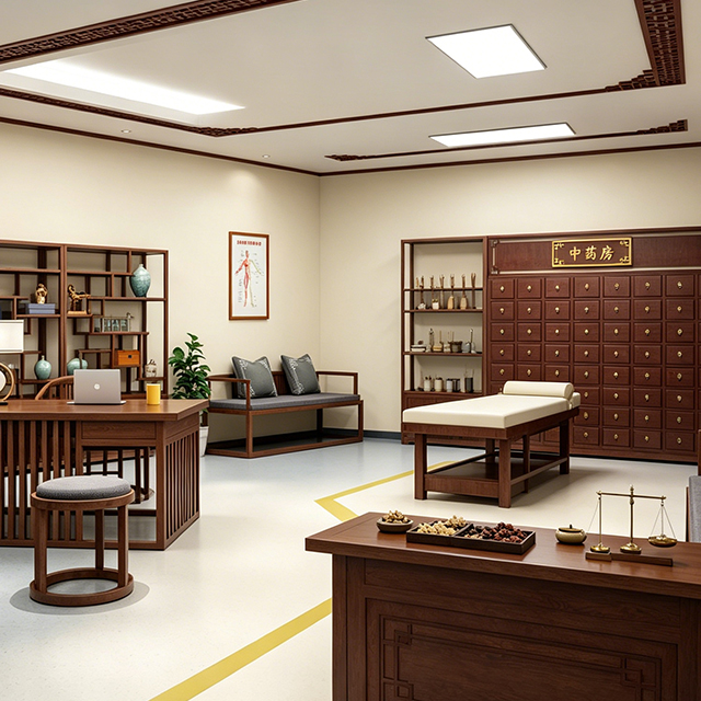 Medicine Clinic Furniture Set - Premium Traditional Chinese Solid Wood TCM Consultation Desks & Acupuncture Treatment Beds