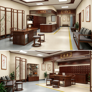 Medicine Clinic Furniture Set - Premium Traditional Chinese Solid Wood TCM Consultation Desks & Acupuncture Treatment Beds