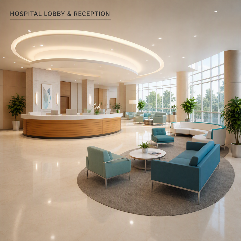 Lobbly Waiting Bench for Hospital Project Space Layout Design 