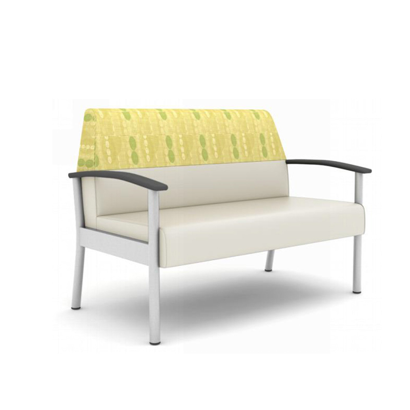 Medical Clinic Reception Bench with Antibacterial Vinyl and Fabric Upholstery 