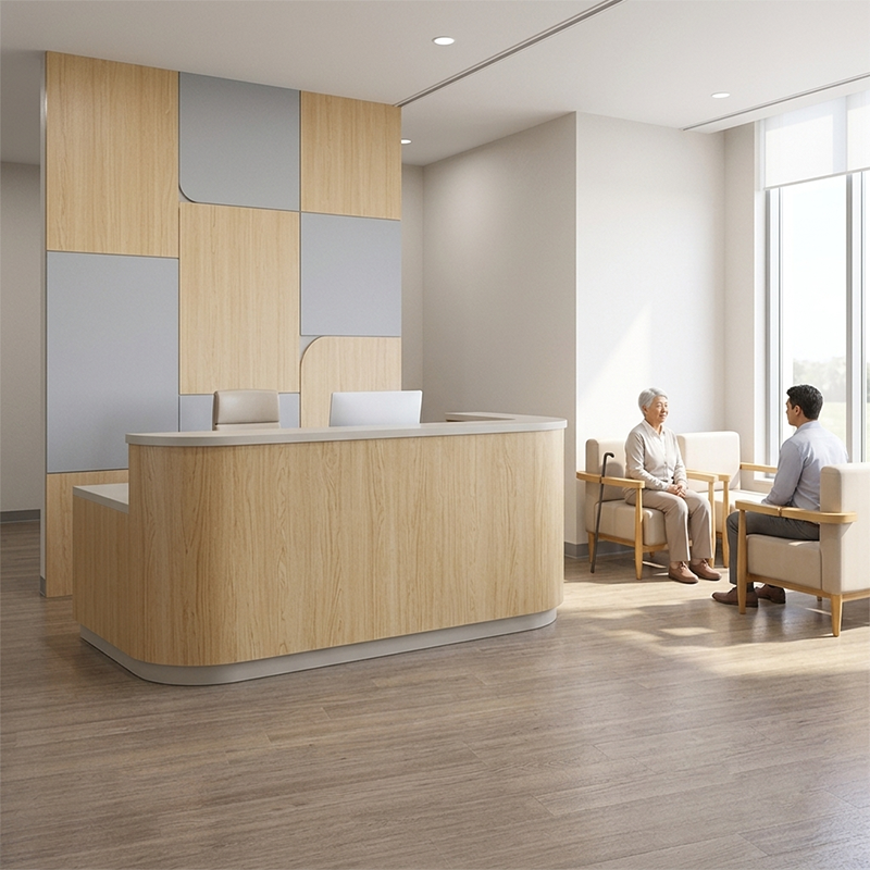 Healthcare Wooden Armchair with Cane Holder for Elderly Care & Hospital Patient Rooms