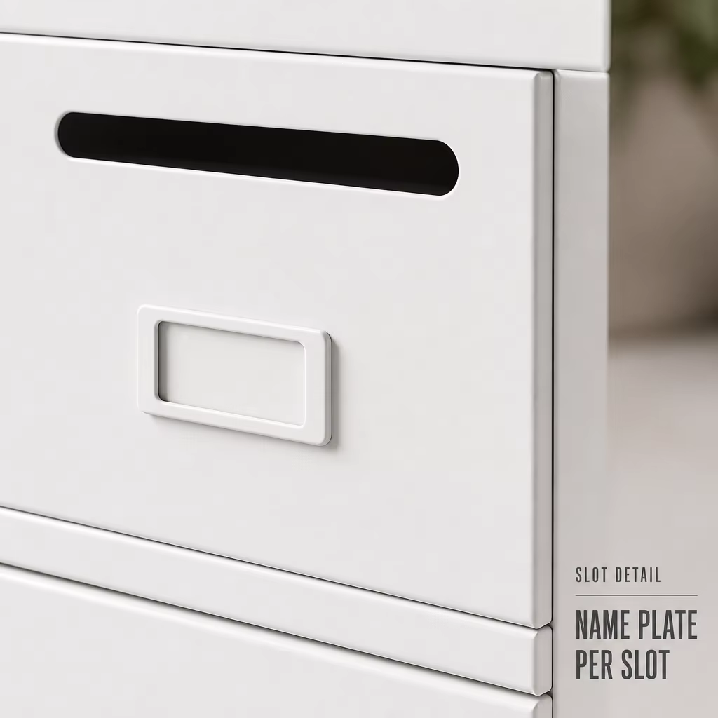 Desk-Side Mail Cabinet Combination with Drawers and Planter Top