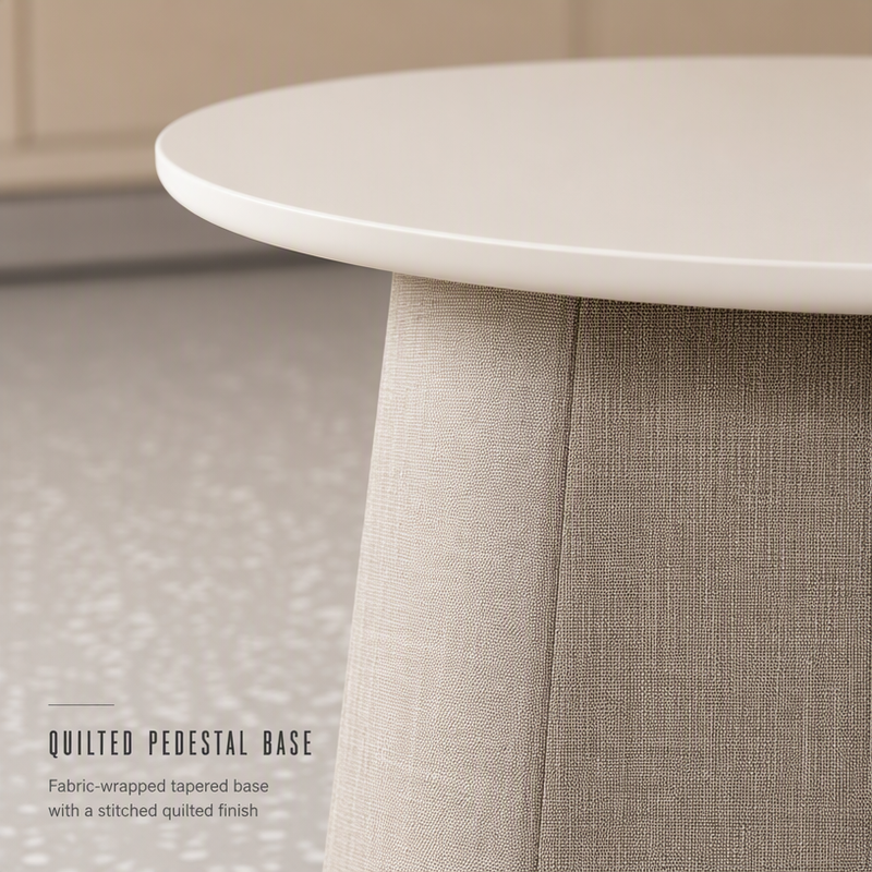 Round Seating Group for Office Atriums — Arc Sofa, Quilted Tables, Shell Chairs