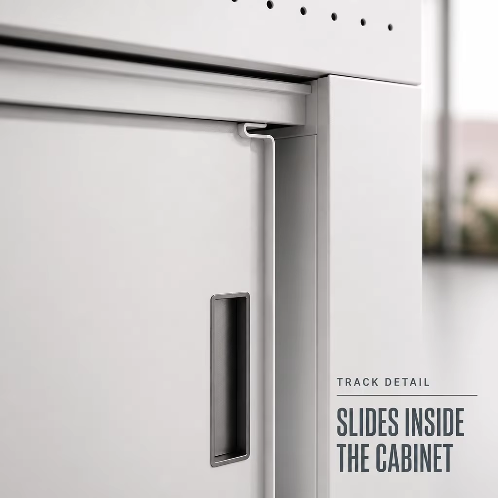 Sliding Door Metal Storage Cabinet with Planter Top