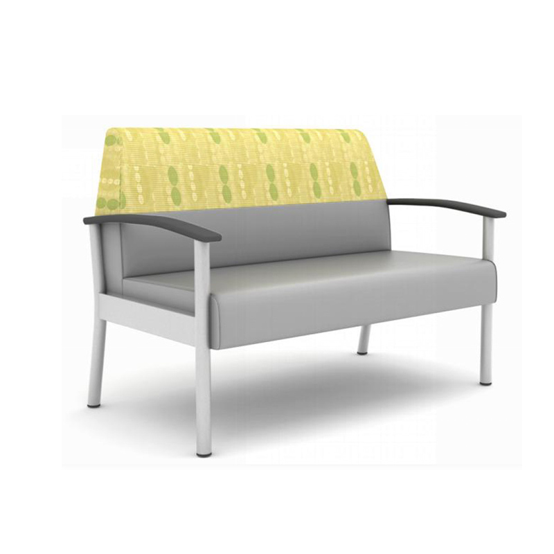 Medical Clinic Reception Bench with Antibacterial Vinyl and Fabric Upholstery 