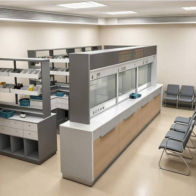 Hospital Medicine Dispensing Counter - Modular Integrated Pharmacy Service Station
