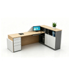 Medical Reception Desk Modern Wood Grain Nurse Station with Integrated Cable Management