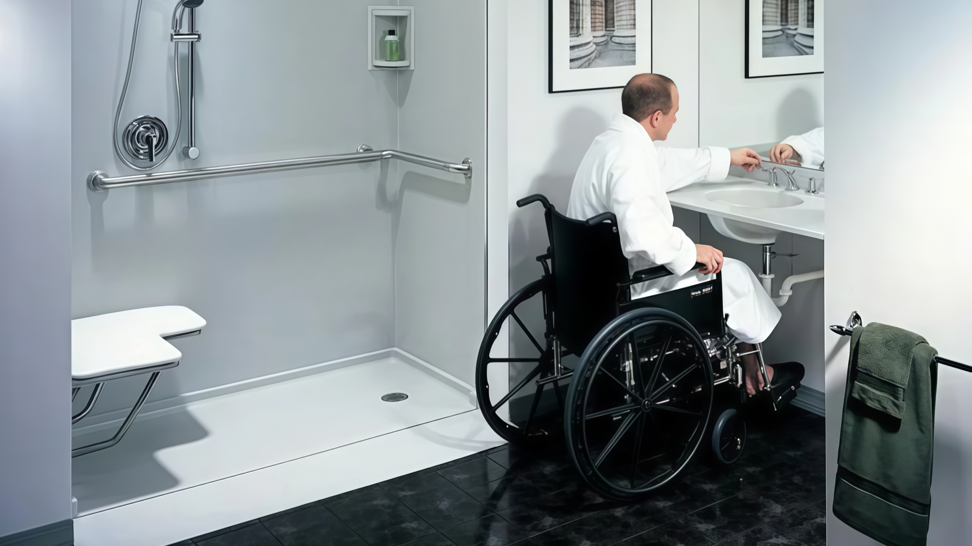 A wheelchair-accessible Hospital bathrooms