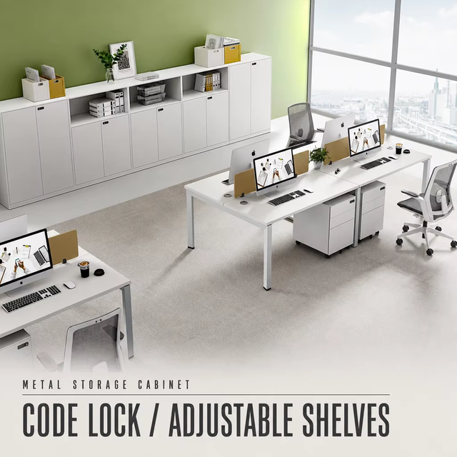 Lockable Metal Storage Cabinet with Code Lock and Adjustable Shelves