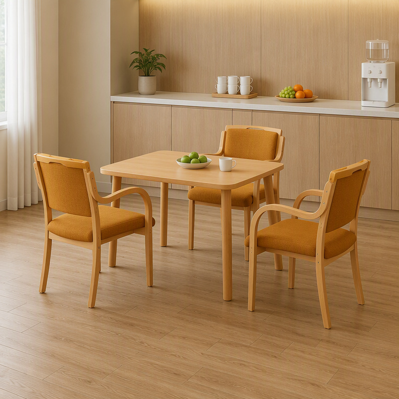 Senior Dining Set for Care Homes Elderly Dinning Swivel Chairs and Petal Tables