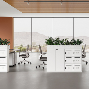 Desk-Side Mail Cabinet Combination with Drawers and Planter Top