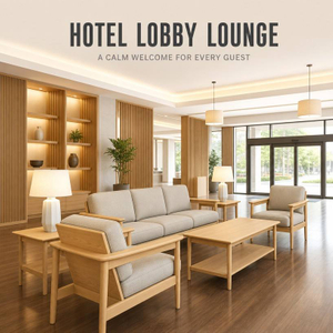  Zen Minimalist Solid Wood Lounge Sofa Set for Senior Living Receptions