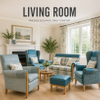  Plaid Lounge Armchair and Loveseat Set for Healthcare Senior Living Care Home Lobby and Visiting Rooms