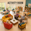 Curved Modular Healthcare Sofa Set for Eldercare Lounge and Reception Spaces