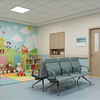 Modern Hospital Waiting Area Seating with Antimicrobial Vinyl Cushion & Heavy-Duty Metallic Reception Desk System