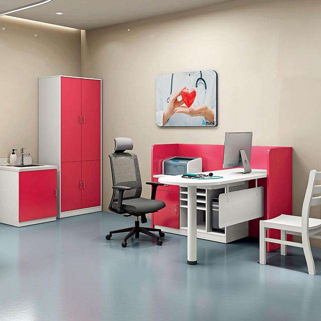 Gynecological Clinic Furniture Set - Pink White Ergonomic Medical Consultation Desk & Storage Solutions