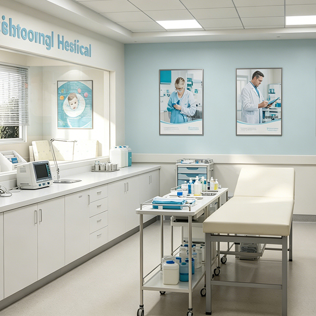 Integrated Hospital Baby Washing Room Furniture Set - Seamless Neonatal Bathing Stations & Medical Infant Care Tables