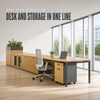 Wood Grain Metal Office Workstation Series with Desk Storage Runs