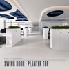 Desk-Side Metal Storage Cabinet with Swing Doors and Planter Top