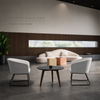 Organic Curve Lounge Sofa Set with Moveable Poufs for Public Areas