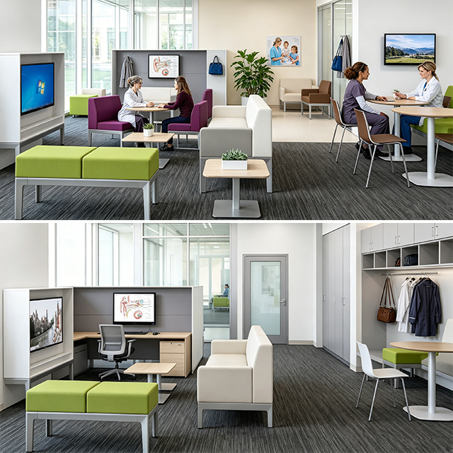 Hospital Staff Breakroom Furniture | Modern Clinic Lounge & Cafeteria Set