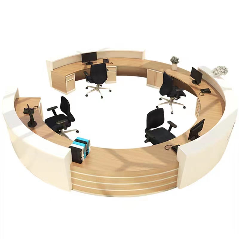 Wooden U Shaped Half Circle Reception Desk