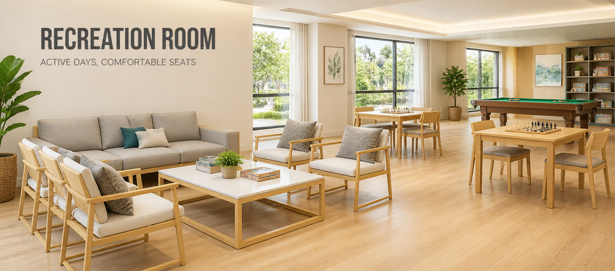 RECREATION ROOM ACTIVE DAYS, COMFORTABLE SEATS