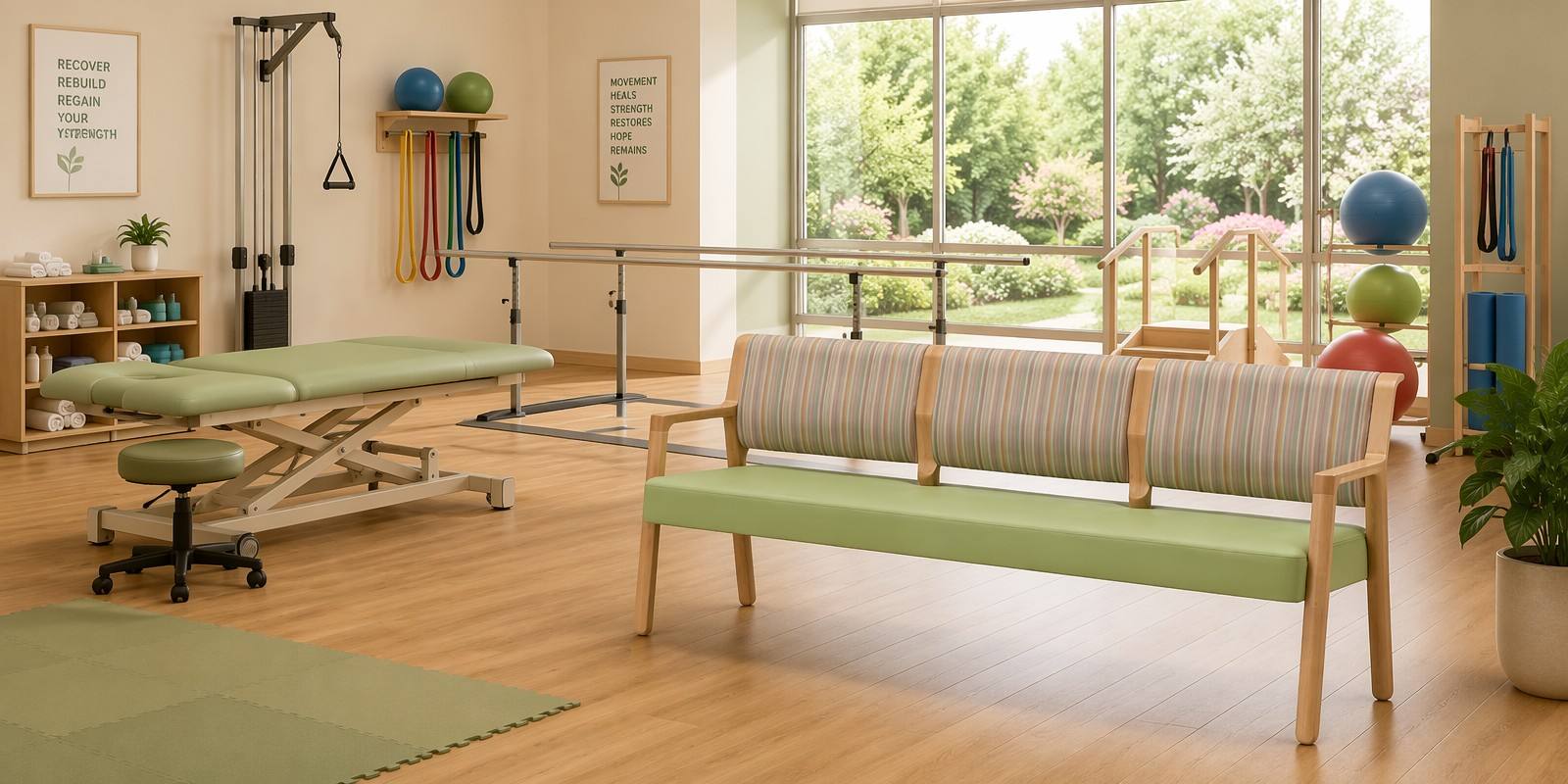 Waiting room sofas at the rehabilitation centre