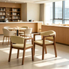 Senior Living Dining Chairs - Wood Grain Metal Assisted Living Armchairs and Nursing Home Patient Room Seating